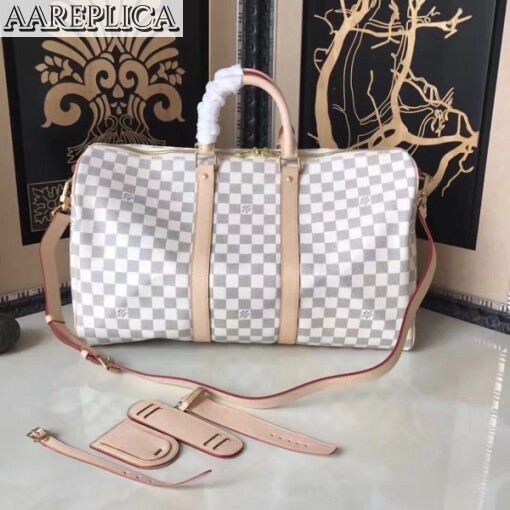 Replica Louis Vuitton Keepall Bandouli??re 45 Damier Azur N48223 2