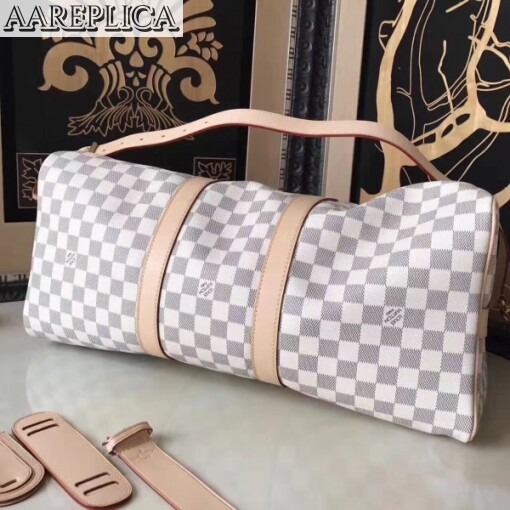 Replica Louis Vuitton Keepall Bandouli??re 45 Damier Azur N48223 6