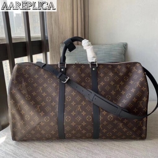 Replica Louis Vuitton Keepall Bandouli??re 55 Monogram Macassar M56714 3