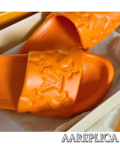 Replica Louis Vuitton Waterfront Mules In Orange Monogram Rubber 2