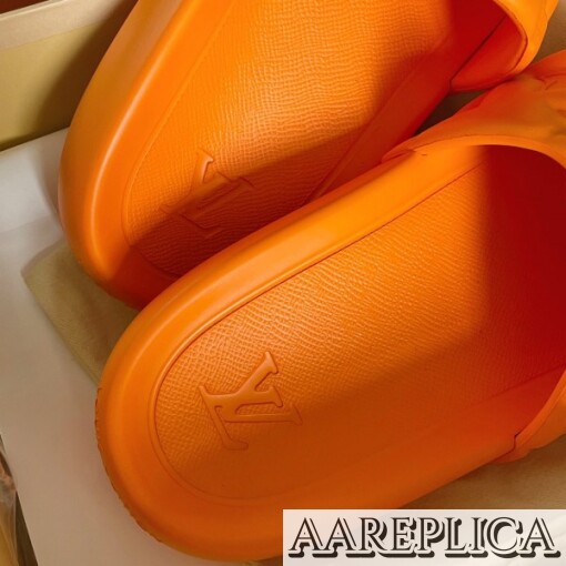 Replica Louis Vuitton Waterfront Mules In Orange Monogram Rubber 7