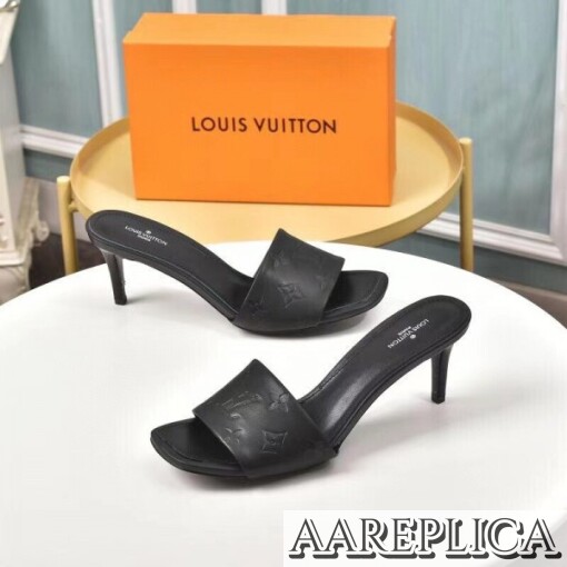 Replica Louis Vuitton Revival Mules 55mm In Black Monogram Lambskin 6