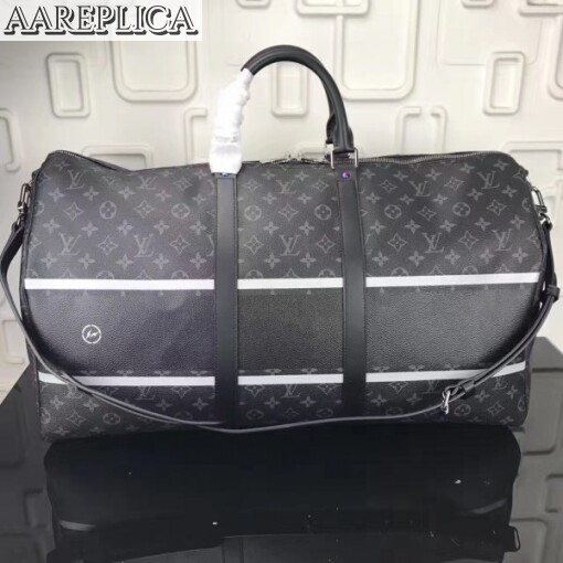 Replica Louis Vuitton Keepall Bandouli??re 55 Monogram Eclipse Flash M43414 3