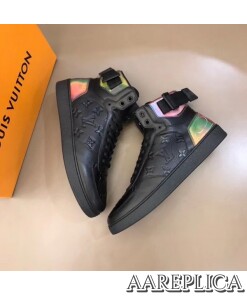 Replica Louis Vuitton Rivoli Sneaker Boots In Black Monogram Leather 2