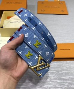 Replica Louis Vuitton LV New Wave 35mm Belt Monogram Denim M0146U 2