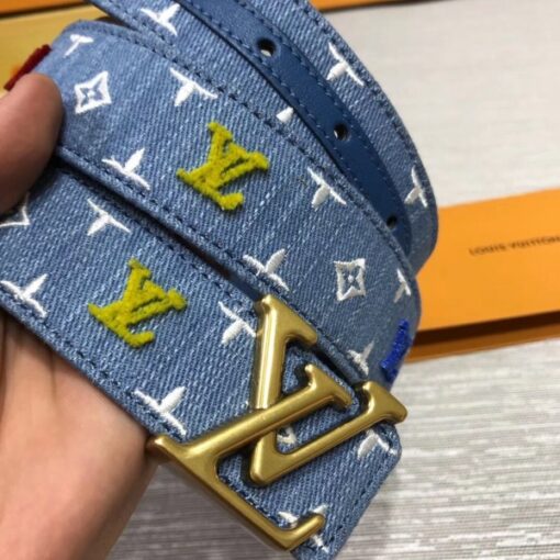 Replica Louis Vuitton LV New Wave 35mm Belt Monogram Denim M0146U 8