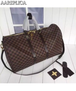 Replica Louis Vuitton Keepall Bandouli??re 55 Damier Ebene N41414 2