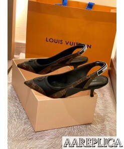 Replica Louis Vuitton Archlight Slingback Pumps In Black Satin 2