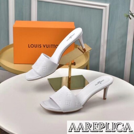 Replica Louis Vuitton Revival Mules 55mm In White Monogram Lambskin 5