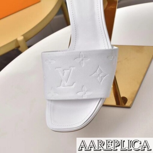 Replica Louis Vuitton Revival Mules 55mm In White Monogram Lambskin 6