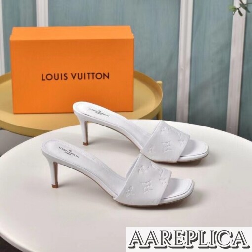 Replica Louis Vuitton Revival Mules 55mm In White Monogram Lambskin 7