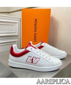 Replica Louis Vuitton Luxembourg Sneakers with Red Leather Heel 2