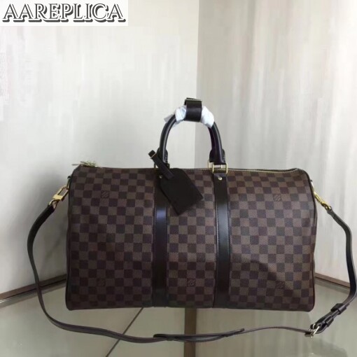 Replica Louis Vuitton Keepall Bandouli??re 45 Damier Ebene N41428 2