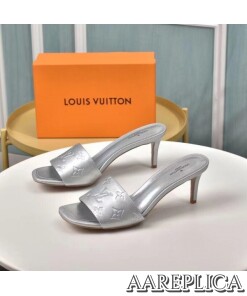 Replica Louis Vuitton Revival Mules 55mm In Silver Metallic Lambskin 2