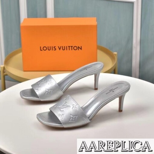 Replica Louis Vuitton Revival Mules 55mm In Silver Metallic Lambskin 2