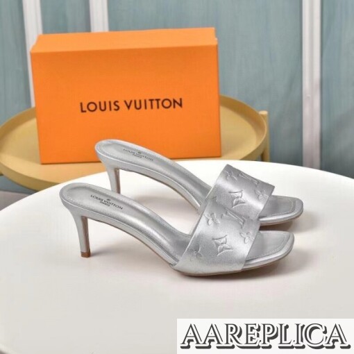 Replica Louis Vuitton Revival Mules 55mm In Silver Metallic Lambskin 3