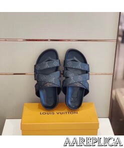 Replica Louis Vuitton Mirabeau Mules In Monogram Eclipse Canvas 2