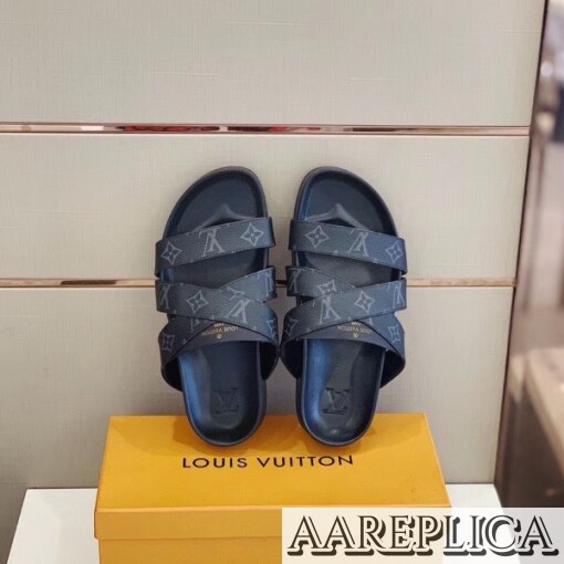 Replica Louis Vuitton Mirabeau Mules In Monogram Eclipse Canvas 2