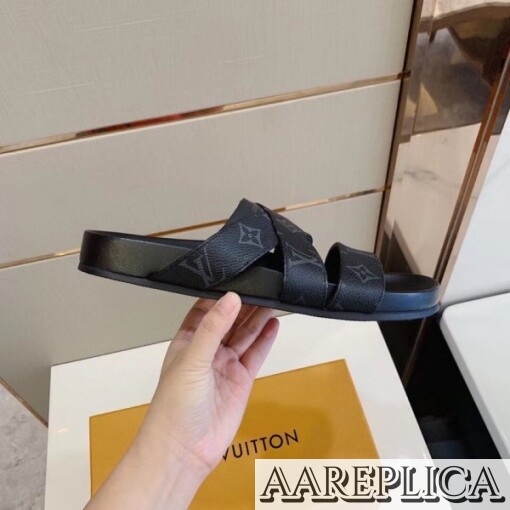 Replica Louis Vuitton Mirabeau Mules In Monogram Eclipse Canvas 6