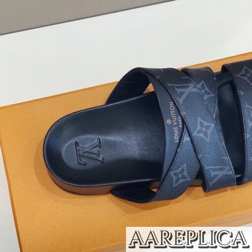 Replica Louis Vuitton Mirabeau Mules In Monogram Eclipse Canvas 7