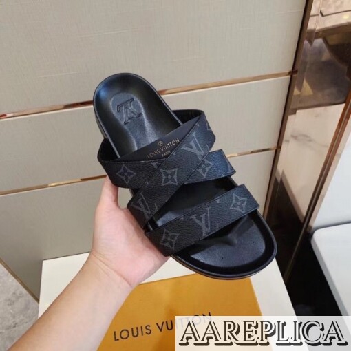 Replica Louis Vuitton Mirabeau Mules In Monogram Eclipse Canvas 8