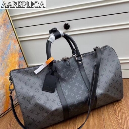 Replica Louis Vuitton Keepall Bandouliere 50 Monogram Eclipse M45392 3