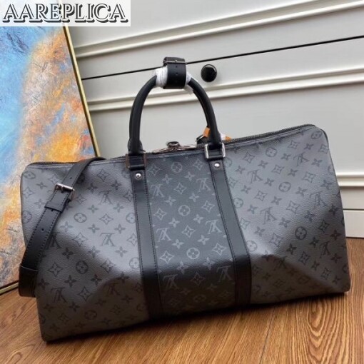 Replica Louis Vuitton Keepall Bandouliere 50 Monogram Eclipse M45392 8