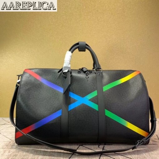 Replica Louis Vuitton Keepall Bandouliere 50 Taiga Rainbow M30345 3