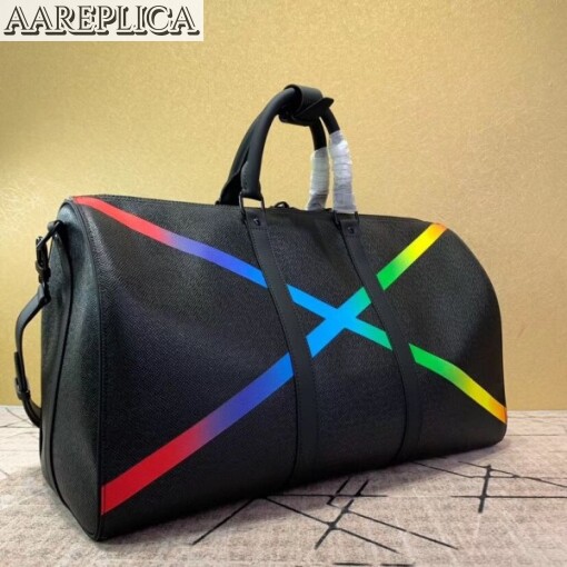 Replica Louis Vuitton Keepall Bandouliere 50 Taiga Rainbow M30345 6