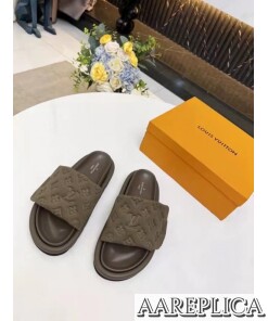 Replica Louis Vuitton Pool Pillow Flat Comfort Mules Green 2