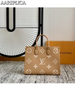 Replica Louis Vuitton LV ONTHEGO MM Arizona Beige Bag M45982 2