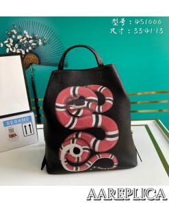 Replica Gucci GG Leather Kingsnake Print Black Backpack 2