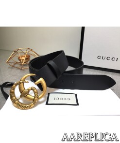 Replica Gucci GG Leather belt with Double G buckle with snake 2