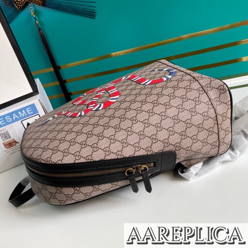 Replica Gucci GG Supreme Backpack Kingsnake Print Beige/Ebony 5