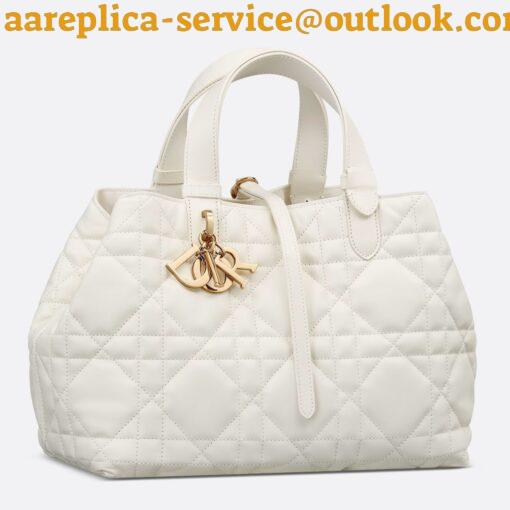 Replica Dior M2820 Large Dior Toujours Bag White Macrocannage Calfskin