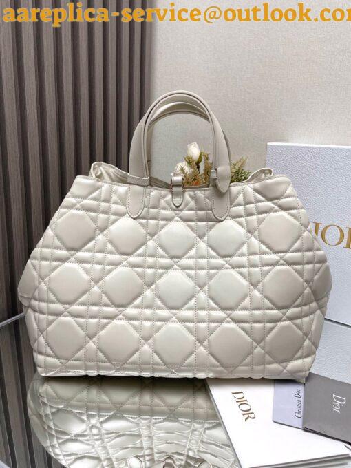 Replica Dior M2820 Large Dior Toujours Bag White Macrocannage Calfskin 12