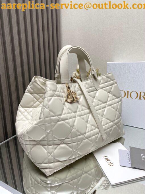 Replica Dior M2820 Large Dior Toujours Bag White Macrocannage Calfskin 16