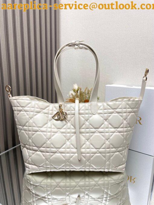 Replica Dior M2820 Large Dior Toujours Bag White Macrocannage Calfskin 18