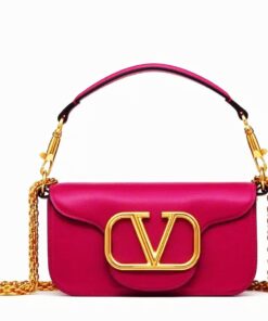 Replica Valentino WB0K53ZXL Locò Small Shoulder Bag in Calfskin Light Ivory red