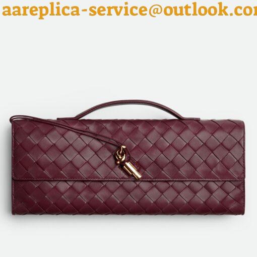 Replica Bottega Veneta Andiamo Clutch with Handle in Barolo Intrecciato Lambskin