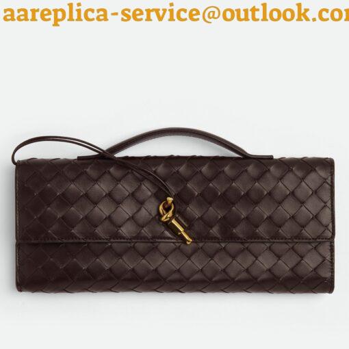 Replica Bottega Veneta Andiamo Clutch with Handle in Fondant Intrecciato Lambskin