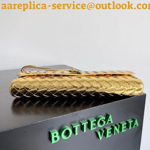 Replica Bottega Veneta Andiamo Clutch with Handle in Gold Metallic Leather 5