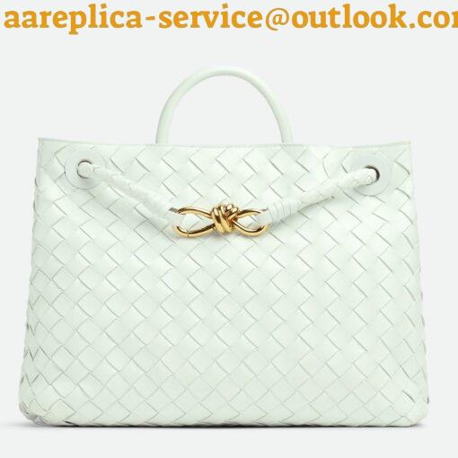 Replica Bottega Veneta Andiamo Medium Bag In Glacier Intrecciato Lambskin