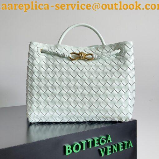 Replica Bottega Veneta Andiamo Medium Bag In Glacier Intrecciato Lambskin 3