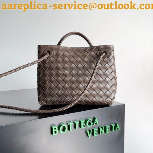 Replica Bottega Veneta Andiamo Small Bag in Kaki Intrecciato Lambskin 3