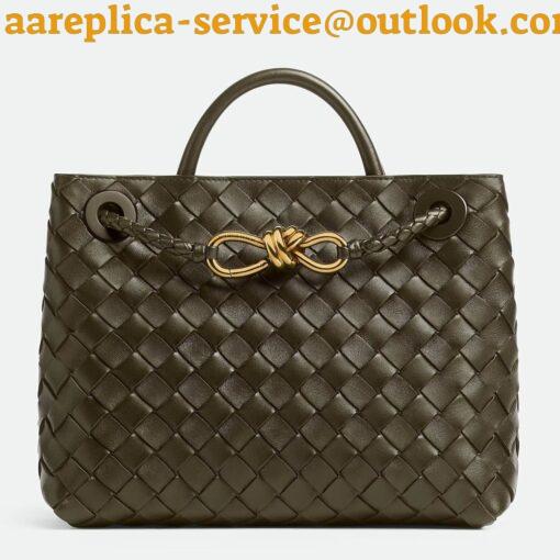 Replica Bottega Veneta Andiamo Small Bag in Kaki Intrecciato Lambskin 8