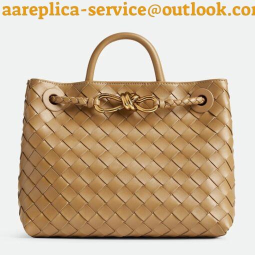 Replica Bottega Veneta Andiamo Small Bag in Praline Intrecciato Lambskin 21