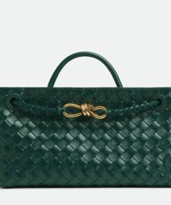 Replica Bottega Veneta Andiamo Small East/West Bag in Green Intrecciato Lambskin