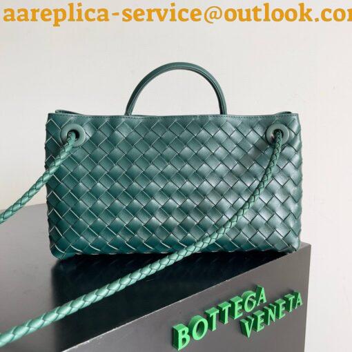 Replica Bottega Veneta Andiamo Small East/West Bag in Green Intrecciato Lambskin 5