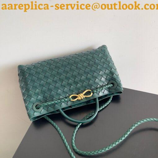 Replica Bottega Veneta Andiamo Small East/West Bag in Green Intrecciato Lambskin 8